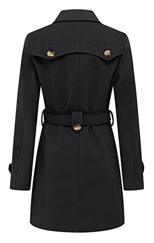 Women's WantdoDouble Breasted Pea Coat Mid-Long Trench Belted Winter