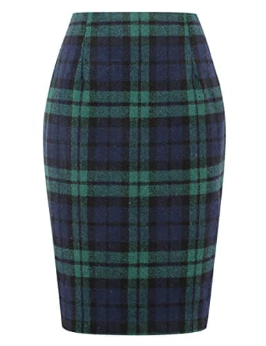 2024 Fall/Winter Plaid Midi Skirt for Women — Green