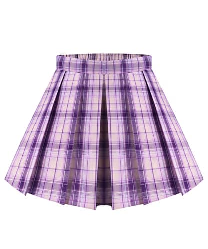 RITERA Plus Size Flared Casual Mini Skater Skirt/Pleated Plaid XL-5XL — A02-a261-purple