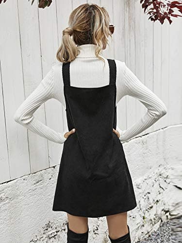 Floerns Women's Casual V-Neck A-Line Corduroy Pinafore Dress