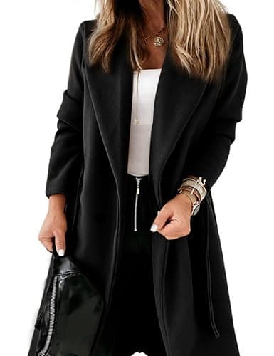 Hooever Women's Mid-Length Double Breasted Wool Blend Peacoat — Black