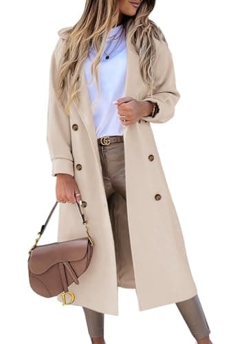 BZB Women's Elegant Double Breasted Pea Coat Winter Wool Blend Notched Collar
