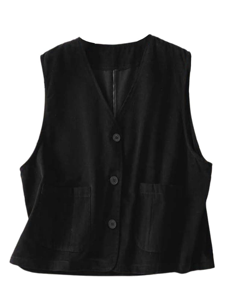 Casual Linen Button Down Vest for Women