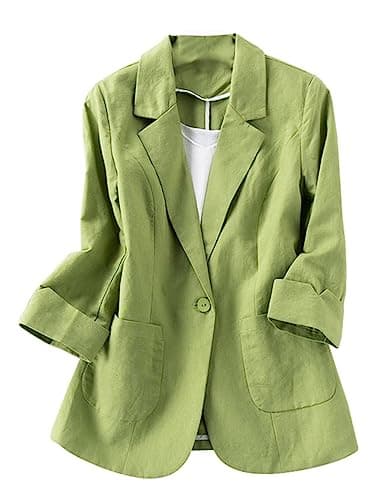 Cotton Linen Blazer for Womens Casual
