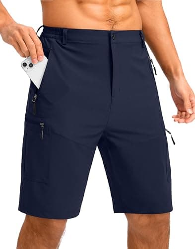 Pudolla Men's Lightweight 11" Cargo Shorts for Summer Travel and Outdoor — Navy