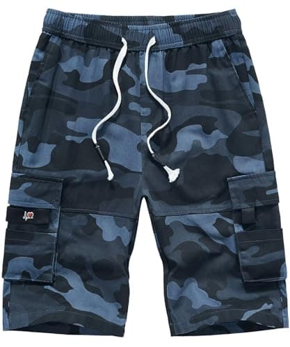 ELETOP Men's Cargo Shorts With Elastic Waist — 901 Blue Camo