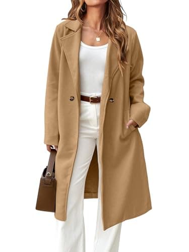 IDEALSANXUN Women's Long Wool Notch Lapel Trench Coat — Camel