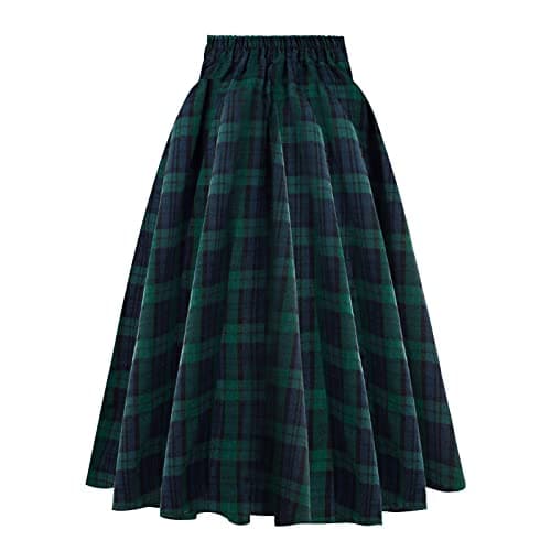 Classic Elastic Waist Plaid Pencil Skirt for Women