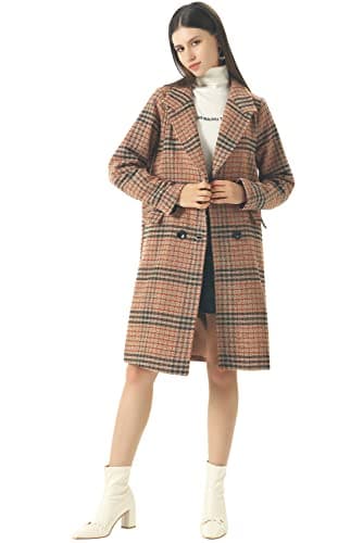 CHARTOU Women's Winter Oversize Woolen Plaid Peacoat Jacket