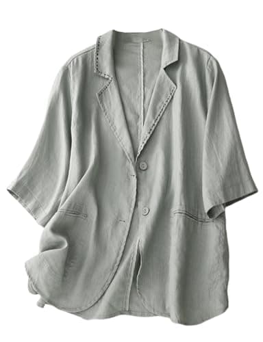Casual Cotton Linen Blazer for Women — Light Green
