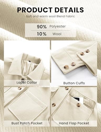 Omoone Women's Elegant Beige Wool Coat with Pockets