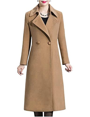 Vintage Style Long Wool Pea Coat for Women