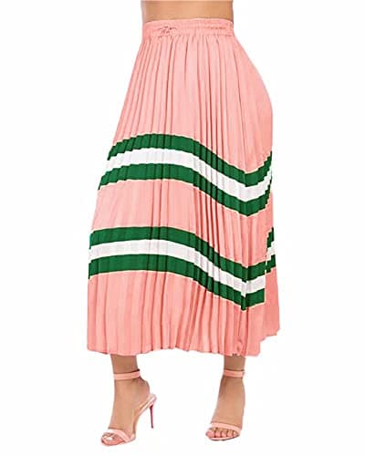 Graffiti Pleated Skirts with Cartoon Print for Women — Pink