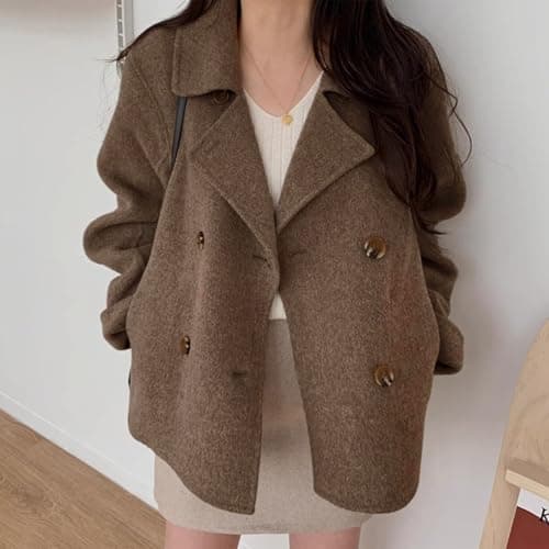 IDEALSANXUN Women's 2024 Fall Winter Short Wool Trench Coats & Pea Coats