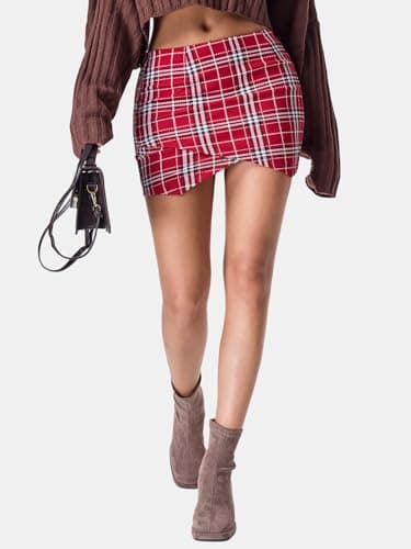 EXLURA Women's Plaid High-Waist Mini Skirt Y2K Fashion