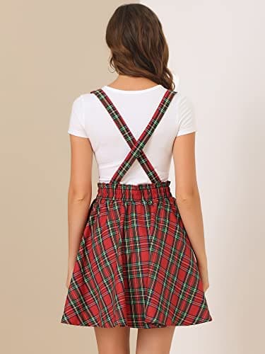 Allegra K Women's Christmas Plaid Mini Skirt