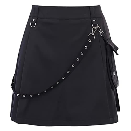 2024 Gothic Plaid Mini Skirts for Women - Short High Waist — Cargo Black
