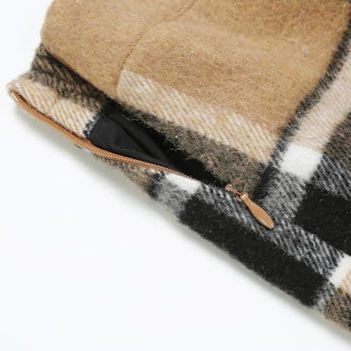Womens Wool Plaid Mini Skirt with High Elastic Waist for Fall/Winter