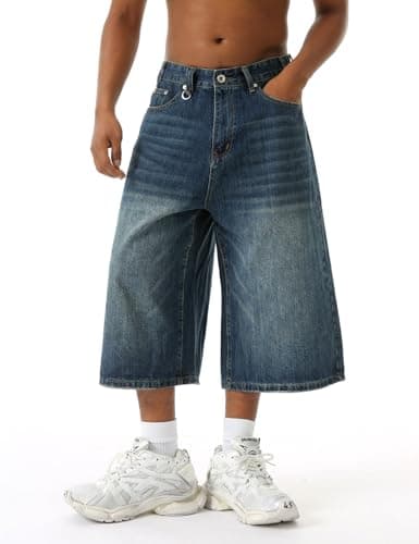 EMMIOL Mens Summer Baggy Jean Shorts with Pockets