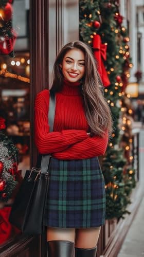 Womens High Waisted Plaid Wool Bodycon Pencil Skirt Fall Winter