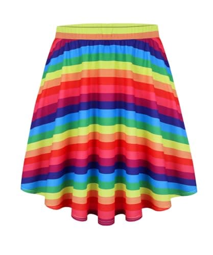 RITERA Plus Size Flared Casual Mini Skater Skirt/Pleated Plaid XL-5XL — L2-rainbow