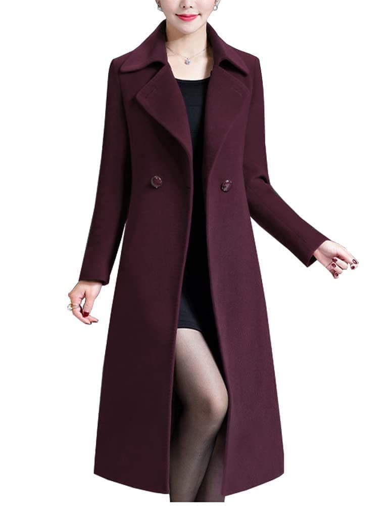 Vintage Double Breasted Long Wool Coats for Women