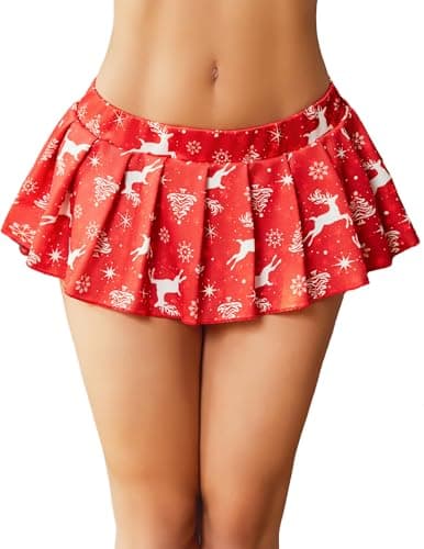 Avidlove Y2K Pleated Mini Skirt for WomenXS-4XL — Red Christmas Print