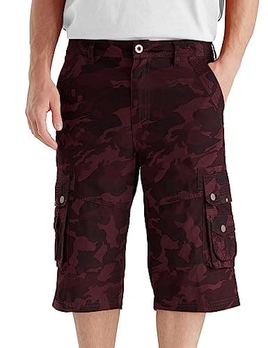 Best South Men's Comfortable Twill Cargo Shorts with Multiple Pockets — Red Camo