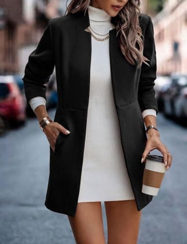 IDEALSANXUN Women's Wool Open Front Blazer Jackets