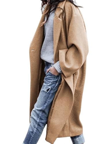 UANEO Women's Wool Blend Double Breasted Long Trench Coat Winter