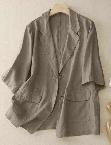 Casual Lightweight Cotton Linen Blazer for Women