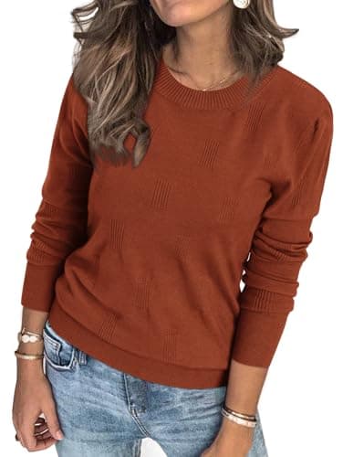 Womens Arach&Cloz Knit Sweater Long Sleeve Casual Spring Outfit Fashion — A-caramel