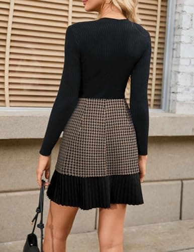 Kate Kasin Women's Casual Plaid High Waist Pleated Mini Skirt