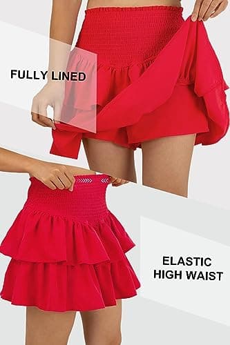 High Waist Ruffle Mini Skirt with Shorts Underneath