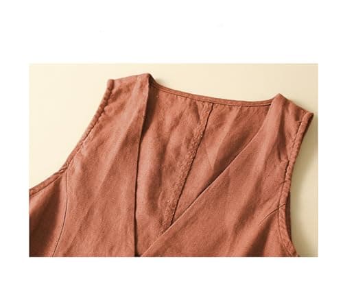 ULEMON Women's Linen Button Down Vest Top