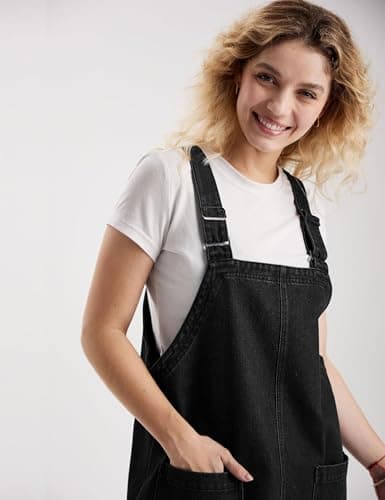 Xuehaya Women's Casual Denim Overalls Adjustable Strap Rompers