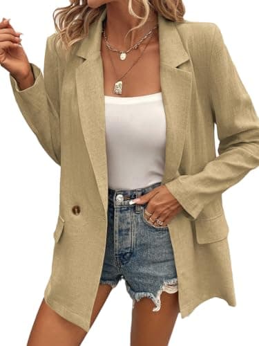 Mina Self Summer Linen Blazer Jacket for Women Lightweight 2024 Spring Long Sleeve Business Casual Work Suit