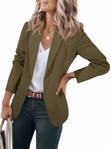 Cicy Bell Women's Long Sleeve Open Front Work Suit Jackets 2025 Business Casual — Army Green