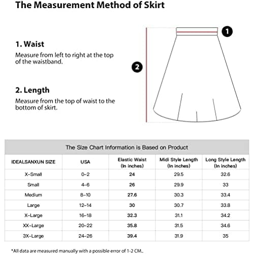 IDEALSANXUN Women's Plaid Wool A-Line Skirts with Elastic Waist