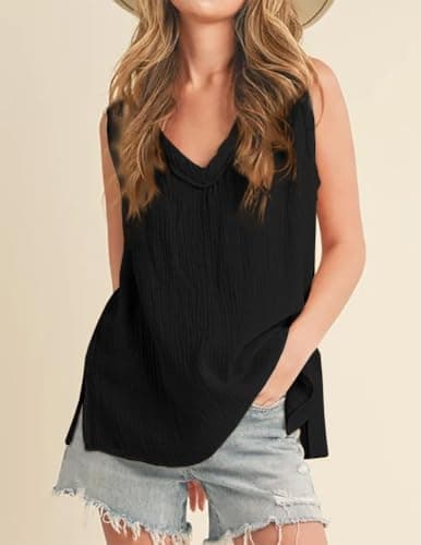 IDEALSANXUN Women's V-Neck Sleeveless Top Summernotated(length: 54)