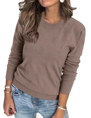 Womens Arach&Cloz Knit Sweater Long Sleeve Casual Spring Outfit Fashion — A-dusty Rose