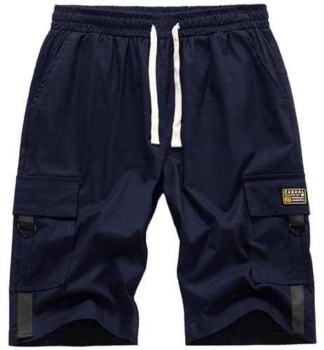 Vcansion Men's Casual Lightweight Loose Fit Multi-Pockets Cargo Shorts — #01dark Blue