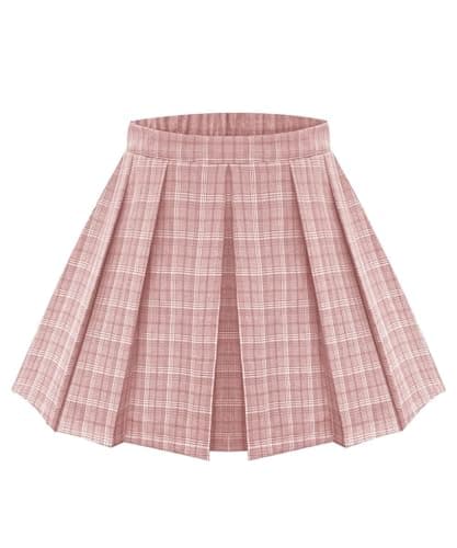 RITERA Plus Size Flared Casual Mini Skater Skirt/Pleated Plaid XL-5XL — A02-a261 -Pink Plaid