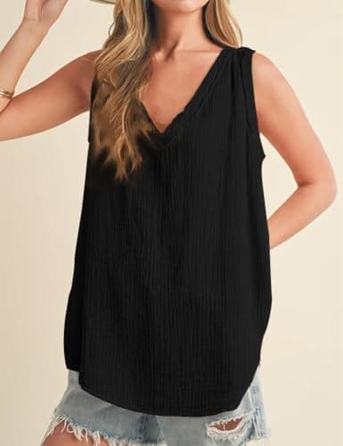 IDEALSANXUN Women's V-Neck Sleeveless Top Summernotated(length: 54)