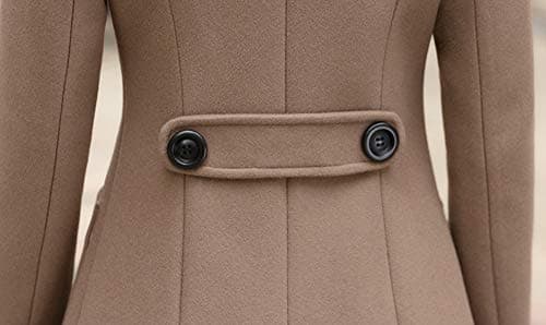 Chouyatou Women's Elegant Notched Collar Double Breasted Wool Blend Coat