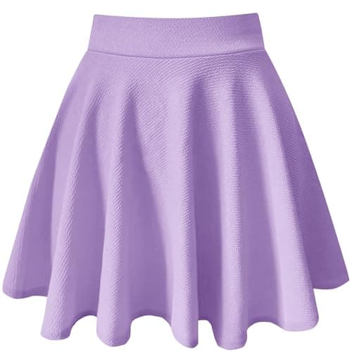PUKAVT Women's A-Line Mini Flared Stretchy Skater Party Skirt — Lavender