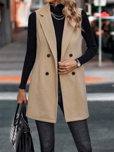 Sleeveless Tweed Vest for Women: Fall Outerwear