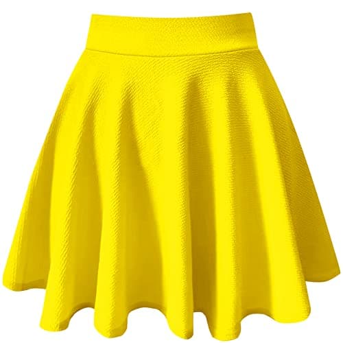 PUKAVT Women's A-Line Mini Flared Stretchy Skater Party Skirt — Gold