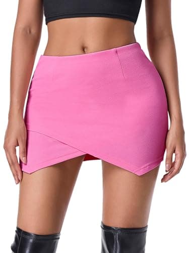 EXLURA Women's Plaid High-Waist Mini Skirt Y2K Fashion — Hot Pink
