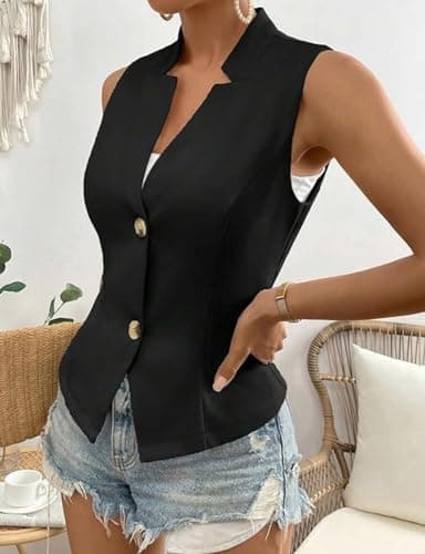 Women's V Neck Sleeveless Blazer Jacket 2024